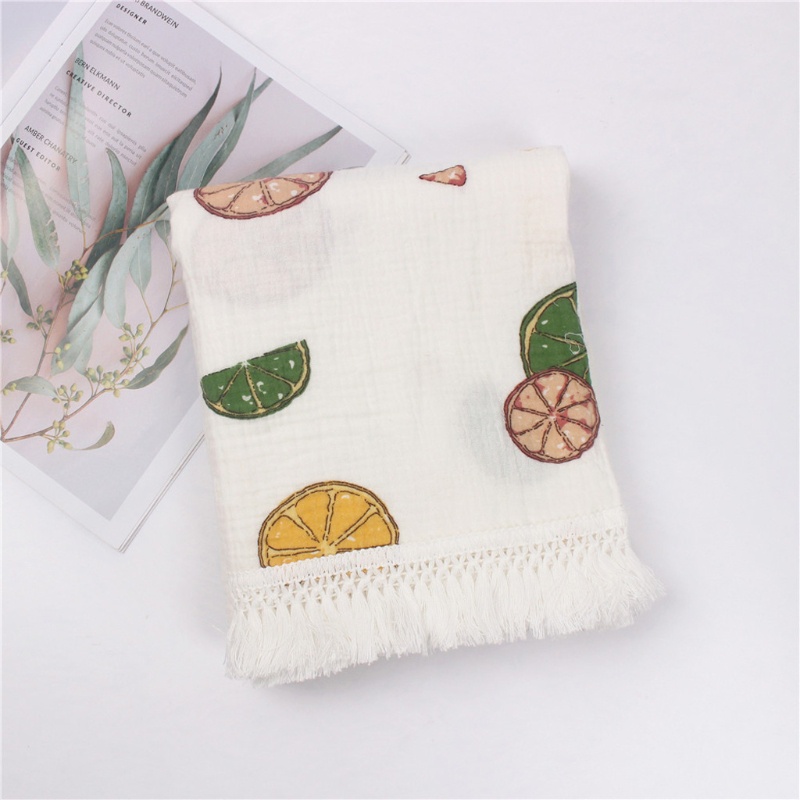 Chăn Quấn Em Bé Bằng Cotton Nguyên Chất Phối Tua Rua Dùng Làm Đạo Cụ Chụp Ảnh