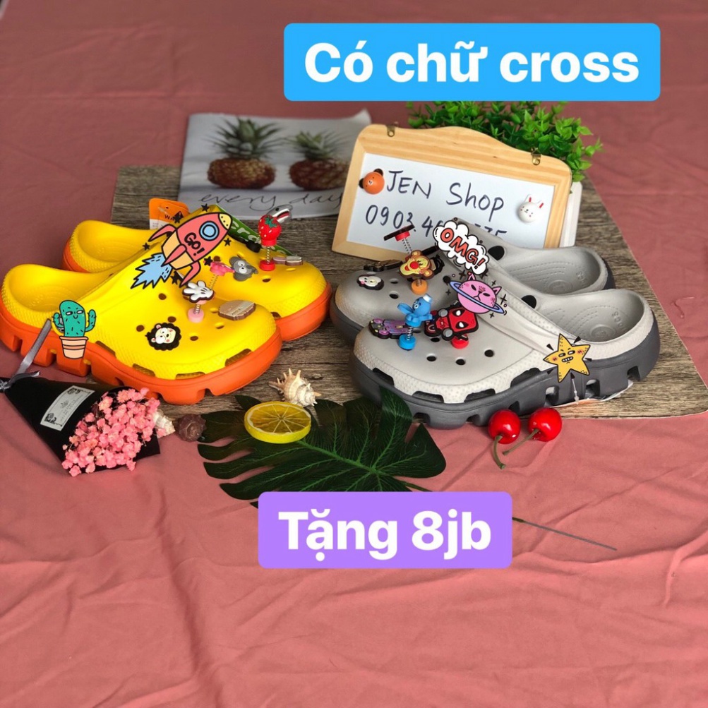 (Dép cá sấu+4sticker+có sẵn) Dép Sục màu xám kèm 12 sticker