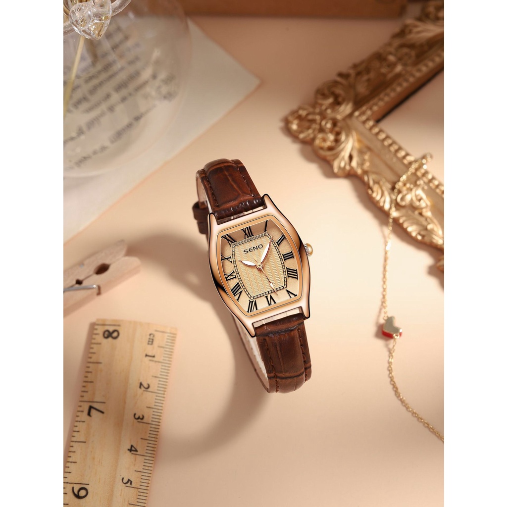 Đồng hồ nữ SENO dây da hàng cao cấp chống nước mặt sapphia chống xước bảo hành 12 tháng