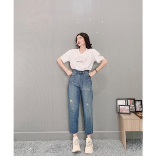Quần baggy jean nữ cạp cao