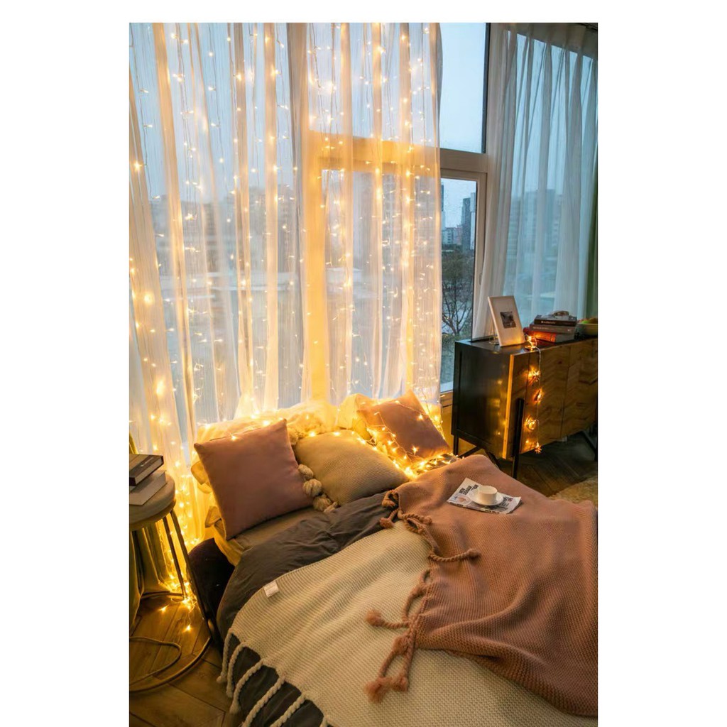 Đèn LED 3x3m Thả Rèm Đèn Nháy điểm Thả Mành Thác Nước, Trang Trí, Decor, Lễ tết, noel, sinh nhật