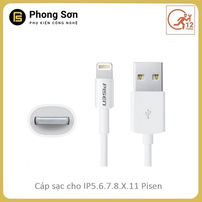 Combo Bộ cáp sạc 1A pisen ( Sạc 1A + cáp cho Ip5/6/7/8/X)