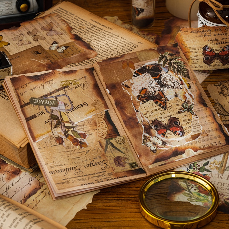 Set 30 Tờ Giấy Hình Bản Đồ In Chữ Phong Cách Vintage Dùng Trang Trí Sổ Tay DIY