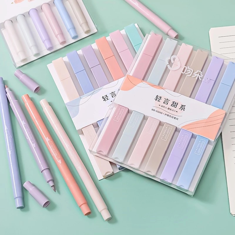 Set 6 Bút Đánh Dấu Mềm Mại Hai Đầu Dùng Đánh Dấu Trang Điểm Mắt Bắt Sáng/Đánh Dấu Cao Cấp