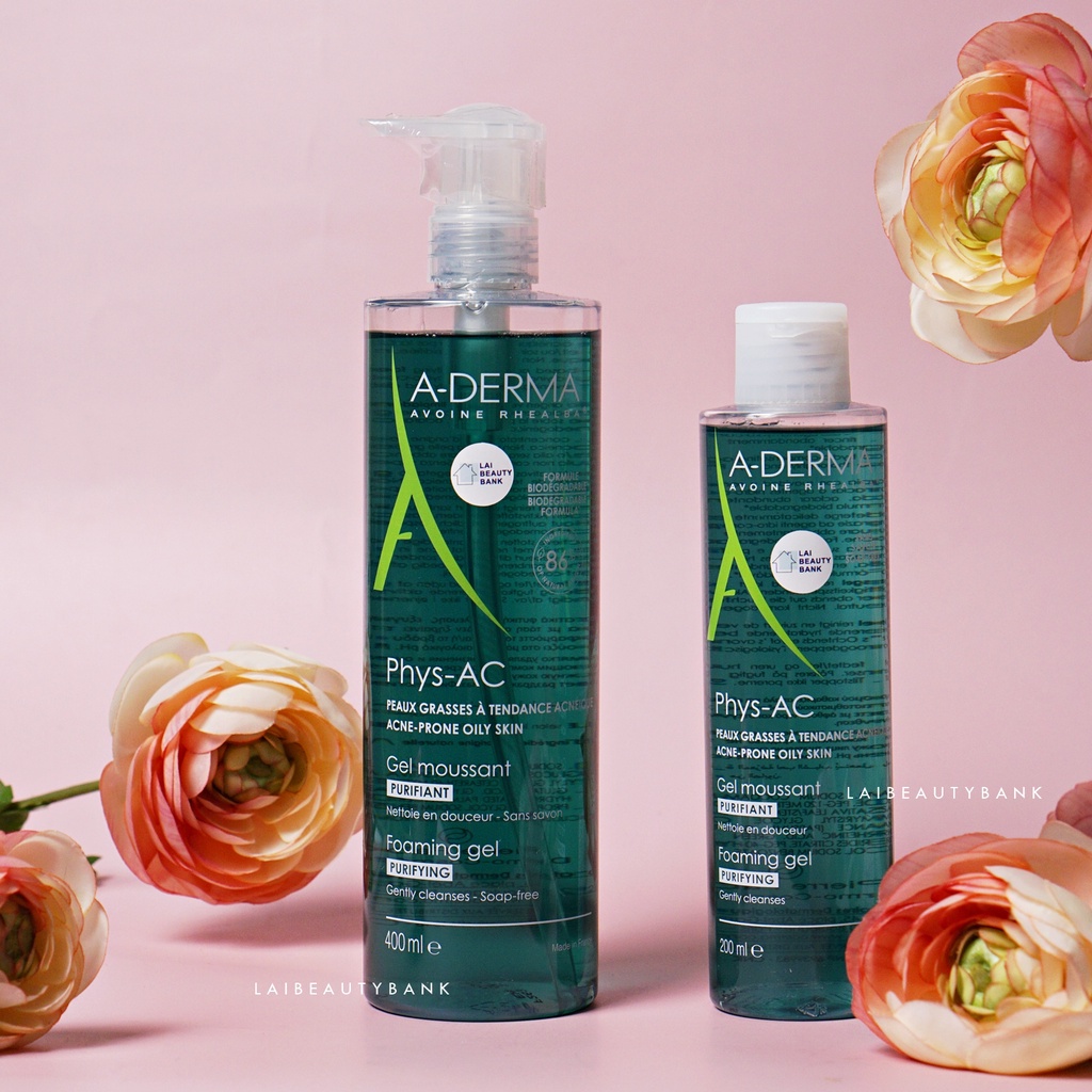Sữa rửa mặt cho da dầu mụn, nhạy cảm Aderma Phys-Ac Purifying Foaming Gel