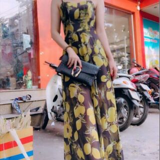 Đầm dạ hội maxi voan lụa cao cấp