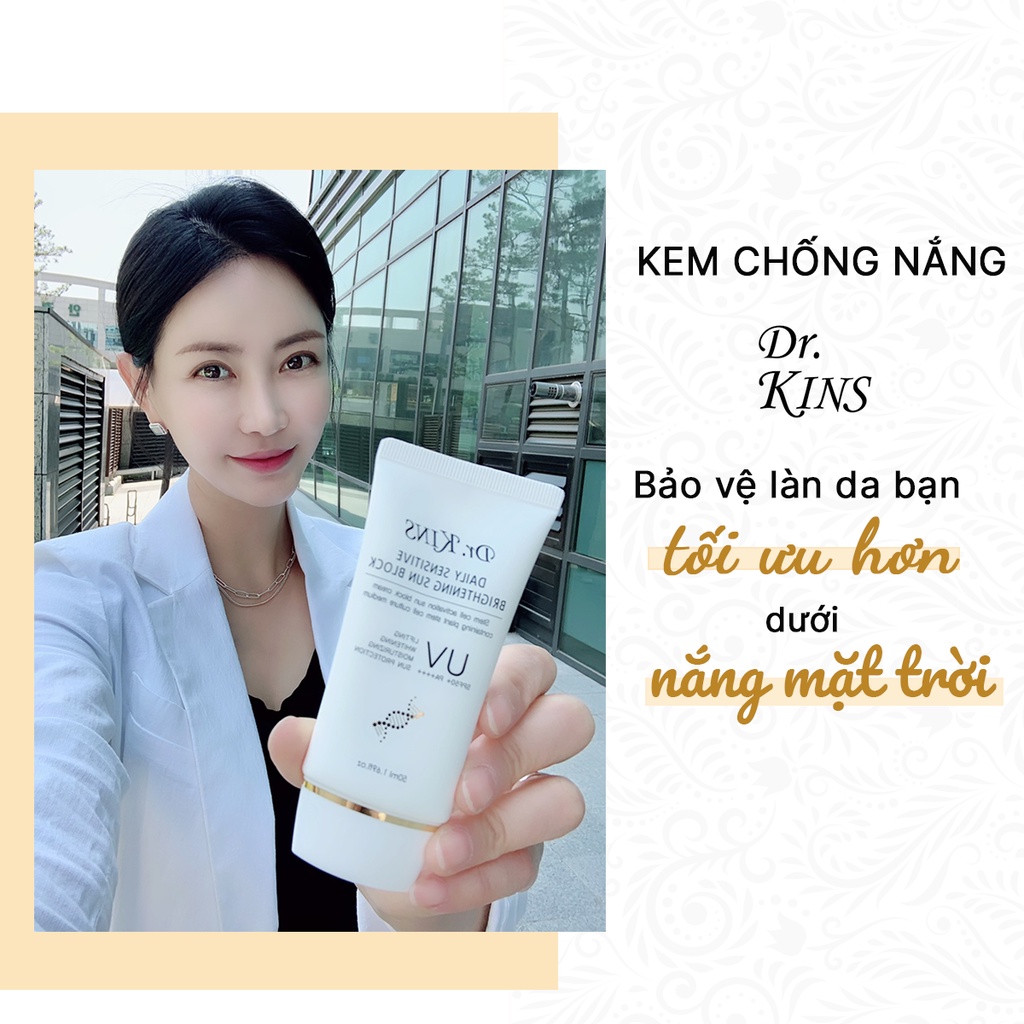 Kem Chống Nắng Tế Bào Gốc Dưỡng Ẩm Chống Nhăn Dr.kins Daily Sensitive Brightening Sun Block 50ml - KOBE YOUNG