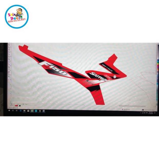 Tem rời Satria Fi dán xe đỏ 3 lớp ko bay màu
