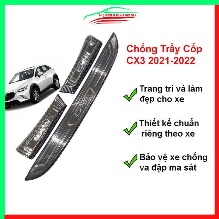Ốp chống trầy cốp Mazda CX3 2021-2022 vân titan
