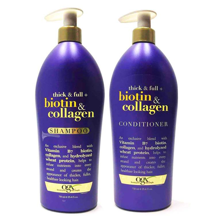 Combo bộ dầu gội và xả chống rụng và kích thích mọc tóc Thick &FullOrganix Biotin &Collagen 750ml x 2