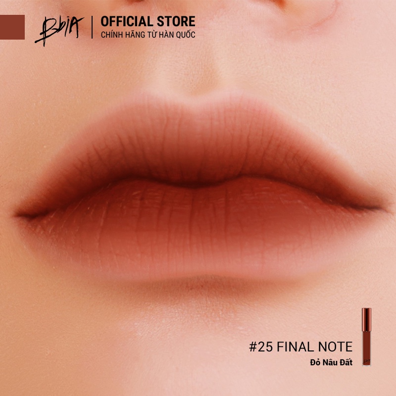 Son Kem Lì Bbia Last Velvet Lip Tint Version 5 - 25 Final Note (Màu Đỏ Nâu Đất) 5g - Bbia Official Store