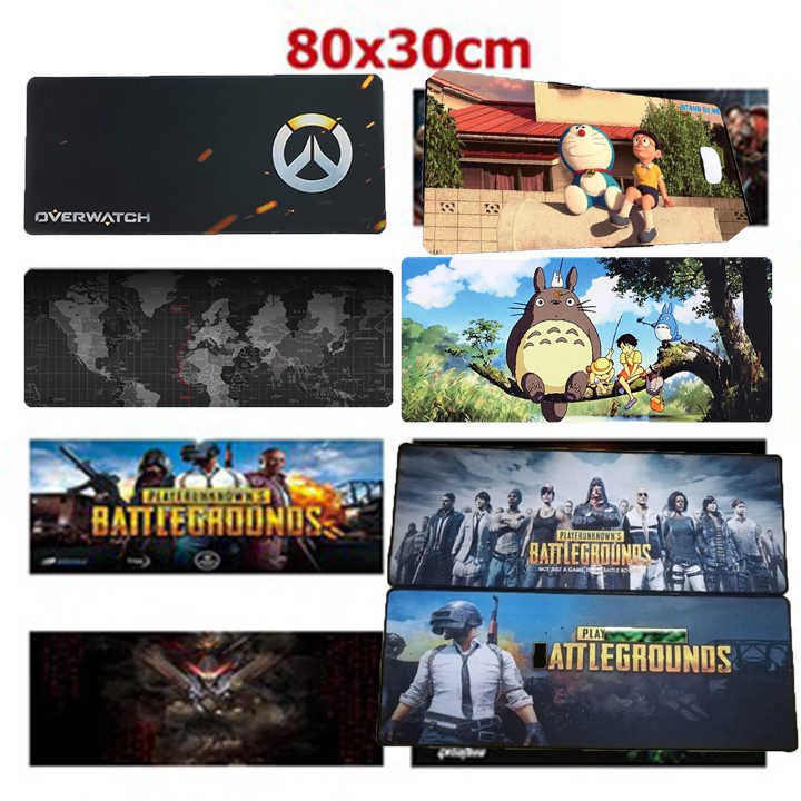 Bàn di lót chuột bàn phím cỡ lớn vải mịn bo viền Pubg Overwatch Totoro Doraemon size 80x30cm youngcityshop 30.000