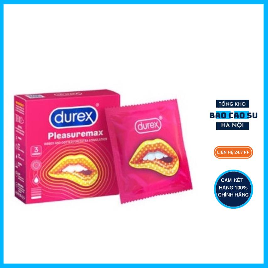 Bao Cao Su Durex Pleasuremax  Sale Sốc Gân Gai Hạt Nổi Toàn Thân - Hộp 3 BCS Tổng Kho BCS Hà Nội