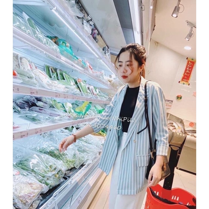 Áo vest kẻ blazer