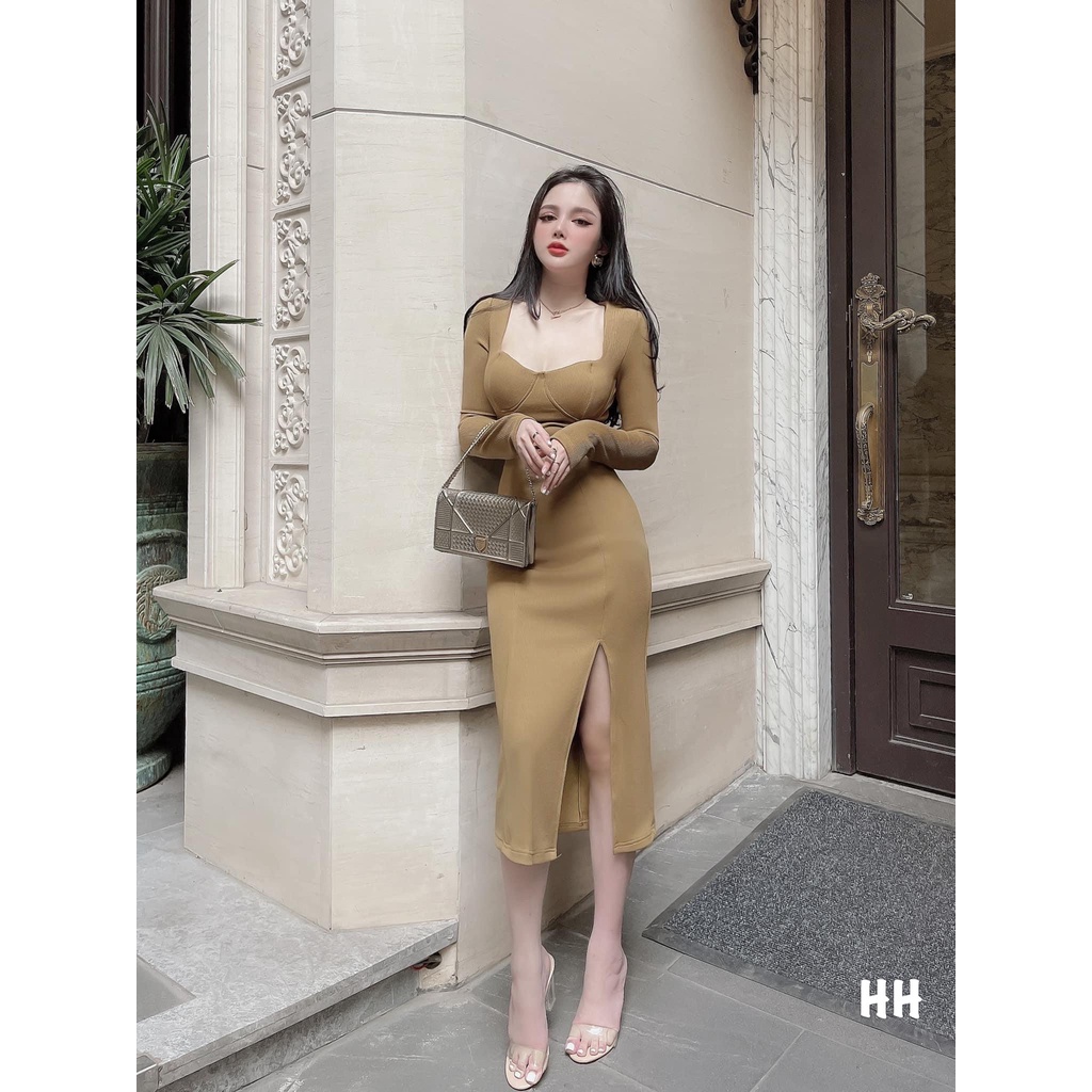 Váy body 3  Màu Xẻ Nhẹ Đùi Hàng Cao Cấp Hot Girl Xinh Xỉu