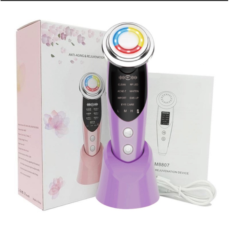 Máy Mát Xa Mặt EMS 7 Trong 1 4 màu đèn LED giảm nếp nhăn nâng thắt chặt da mặt Giúp da hấp thụ tinh chất tốt hơn