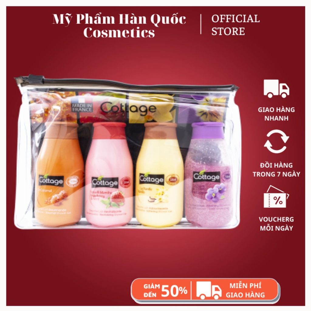 SET 4 CHAI SỮA TẮM MINI COTTAGE -Pháp( 50ml x4)