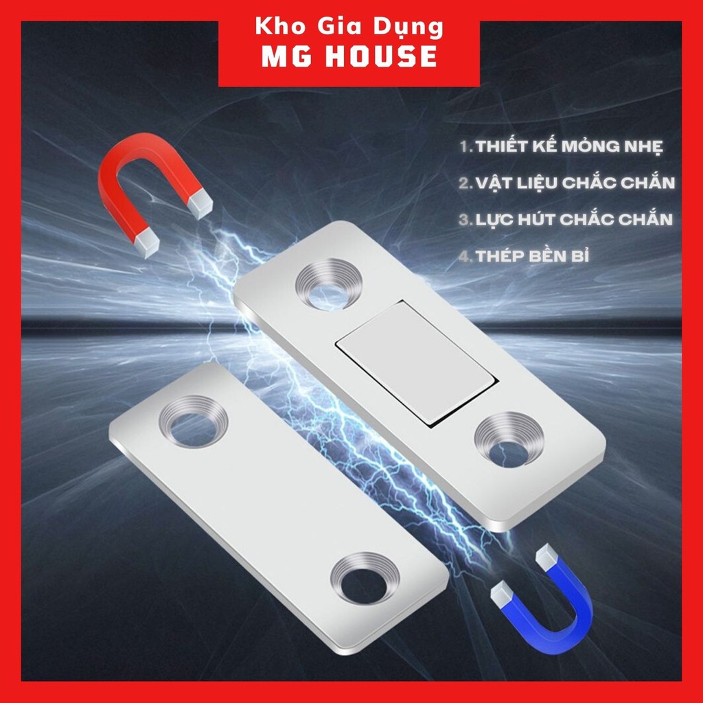 Nam Châm Gắn Cửa Lực Hút Mạnh MG House - Thép Bền Bỉ Độ Bền Cao Dùng Dán Tủ Quần Áo Cửa Ngăn Kéo Tiện Ích