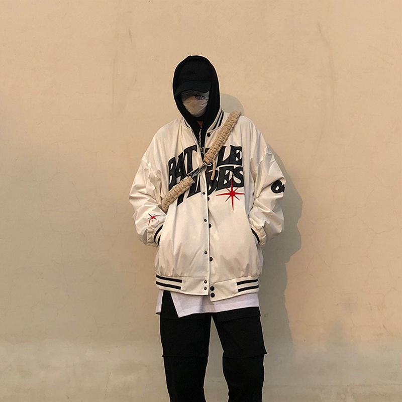 Áo Khoác Nam Nữ Bomber Varsity Jacket Bóng Chày Chữ Phối Da Thêu QCCC Loại 1 E'mer 02