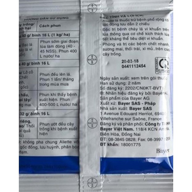 Thuốc trừ bệnh ALIETTE 800WG gói 100g