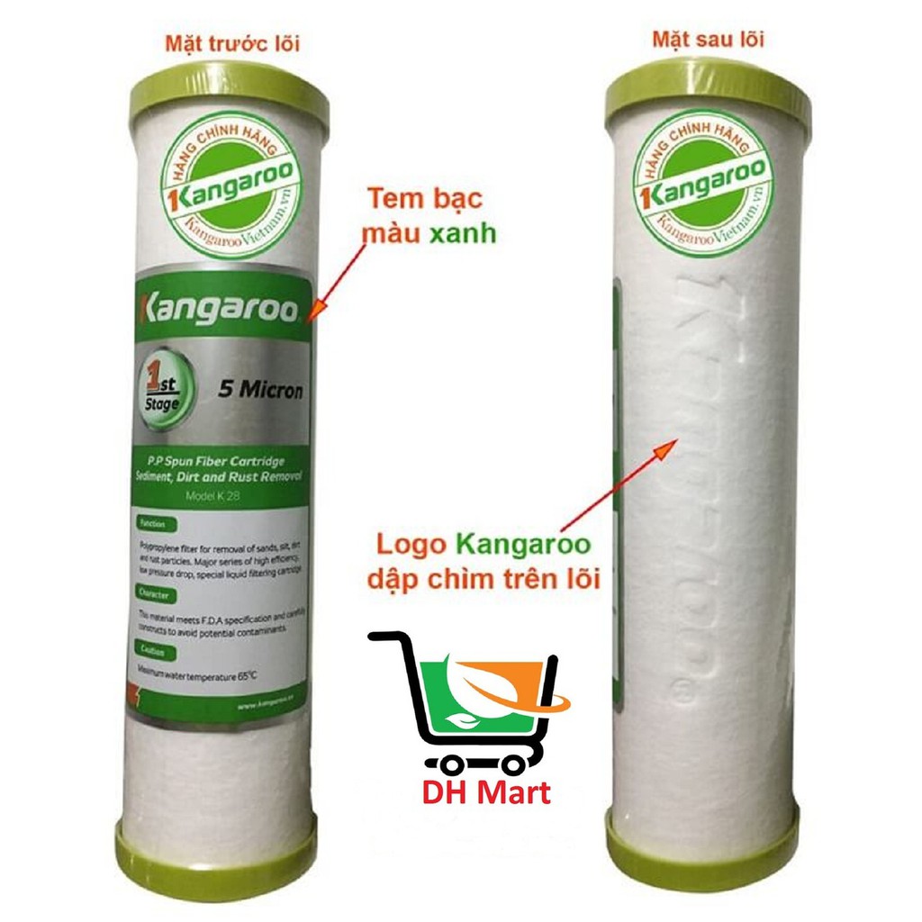 Bộ lõi lọc nước Kangaroo số 1, 2, 3 Hàng chính hãng 100%,Lõi lọc nước Kangaroo hàng chính hãng 100%