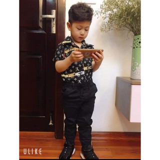 Áo sơ mi lụa cộc tay hot 2020 cho bé trai/ bé gái