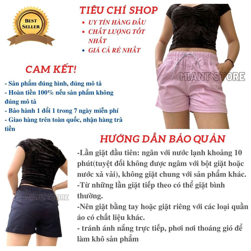 Quần Short Nữ Kaki QDN01❤️Hàng Siêu Thị❤️Quần Đùi Nữ Vải Kaki Cao Cấp, Mịn, Mát, Lưng Thun, Đơn Giản,Sang TrọngTrẻ Trung