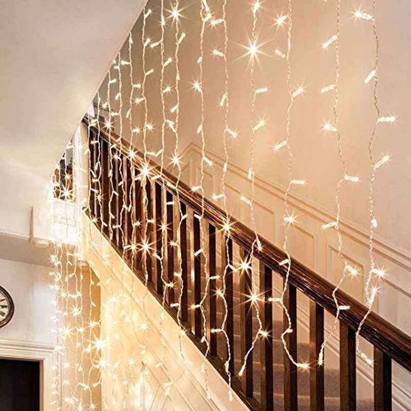 Bộ dây đèn LED trang trí 150 bóng 3*1m AC 230V nhiều màu lựa chọn