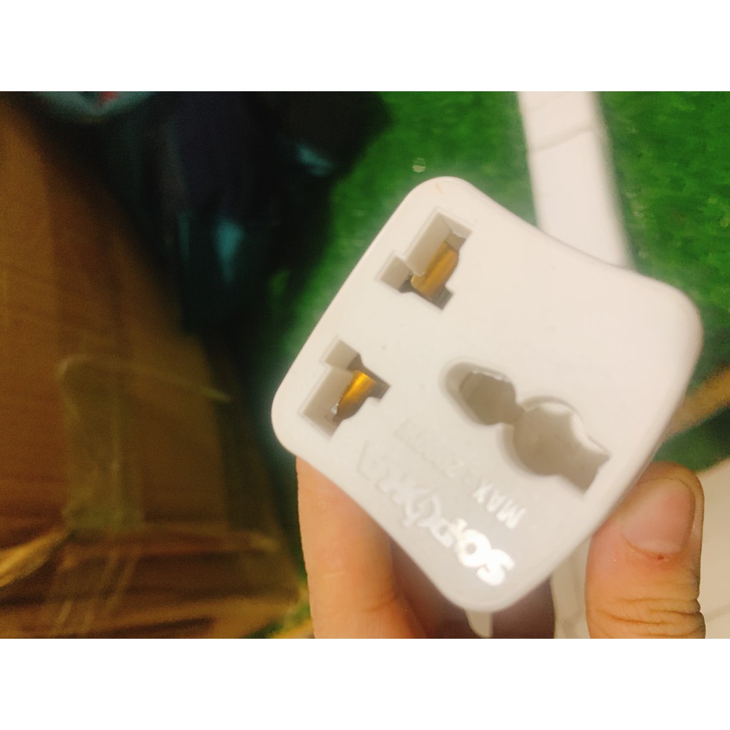 Phích cắm 3 chấu Sopoka chịu tải cao 2200W - chuyển đổi 3 chấu thành 2 chấu