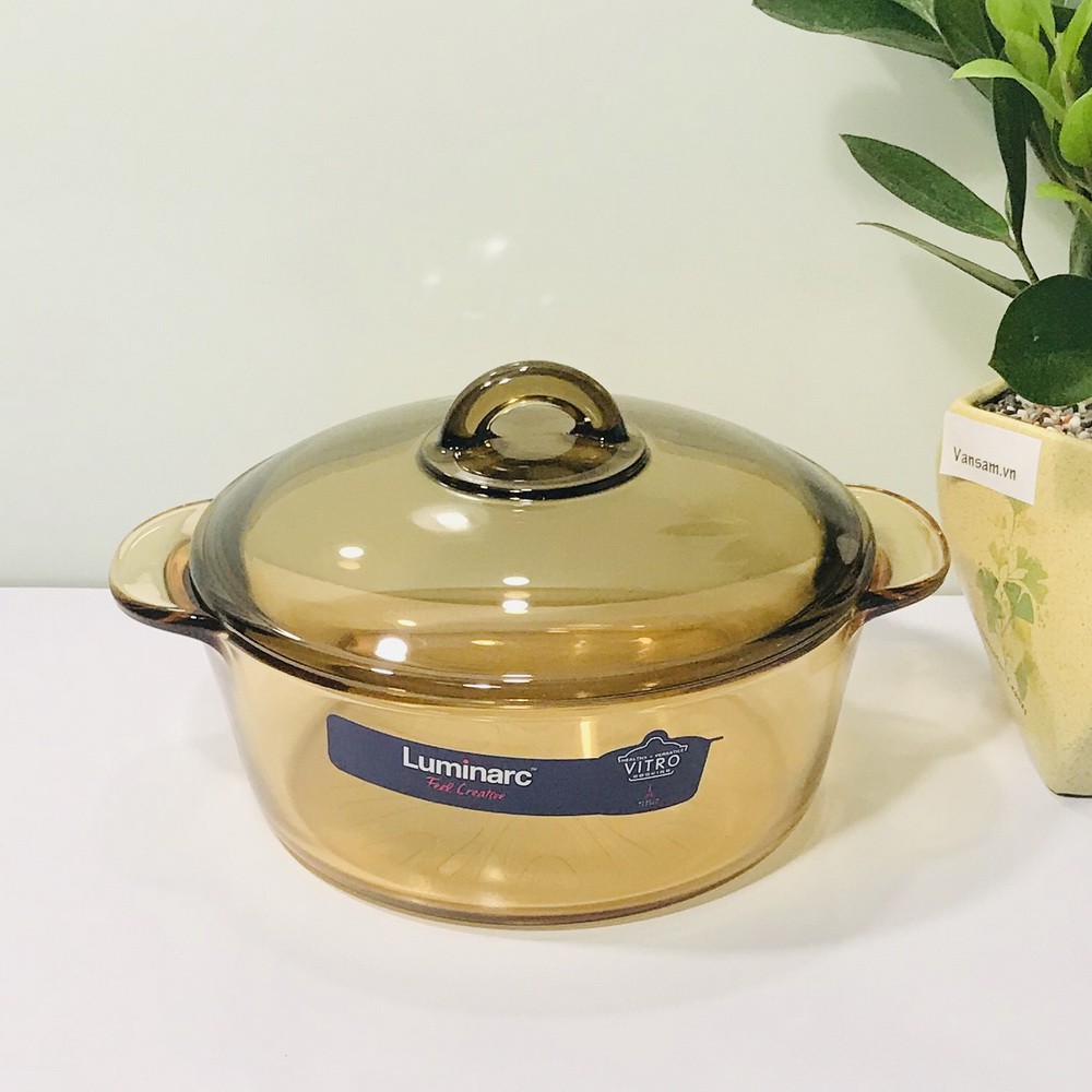 Nồi thủy tinh Luminarc Vitro Amberline Granite 1.5L - đáy hoa văn