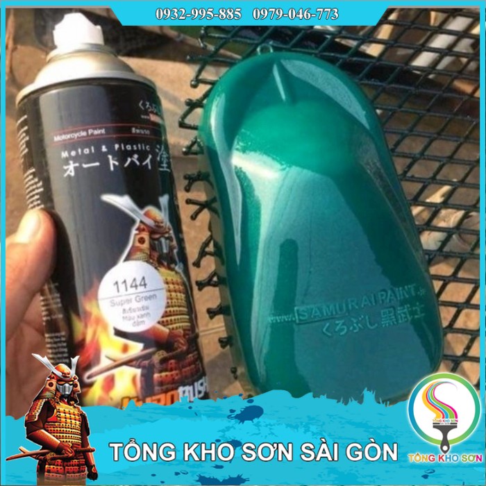 Chai sơn xịt Samurai màu xanh ánh kim 1144
