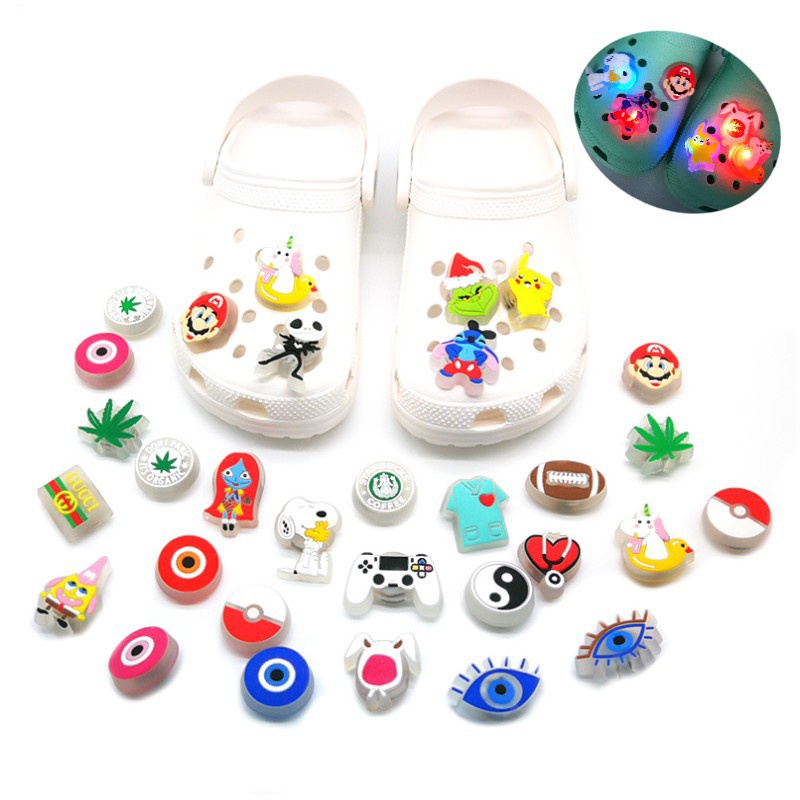 Phụ Kiện Khóa Giày Dép Có Đèn LED Thiết Kế Croc Jibitz Charm Mario Pikachu Jibitz Cho Trẻ Em