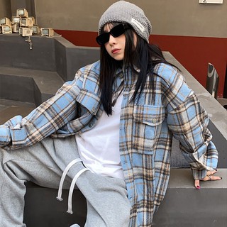 Áo sơ mi flannel unisex thời trang Hàn Quốc chất liệu siêu dày