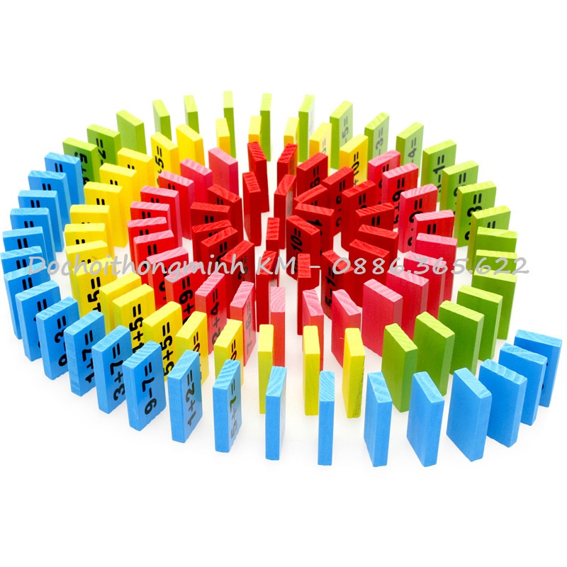 Đồ chơi Domino 110 quân bằng gỗ tặng kèm 100 que tính - Domino học toán/ xếp hình cho bé