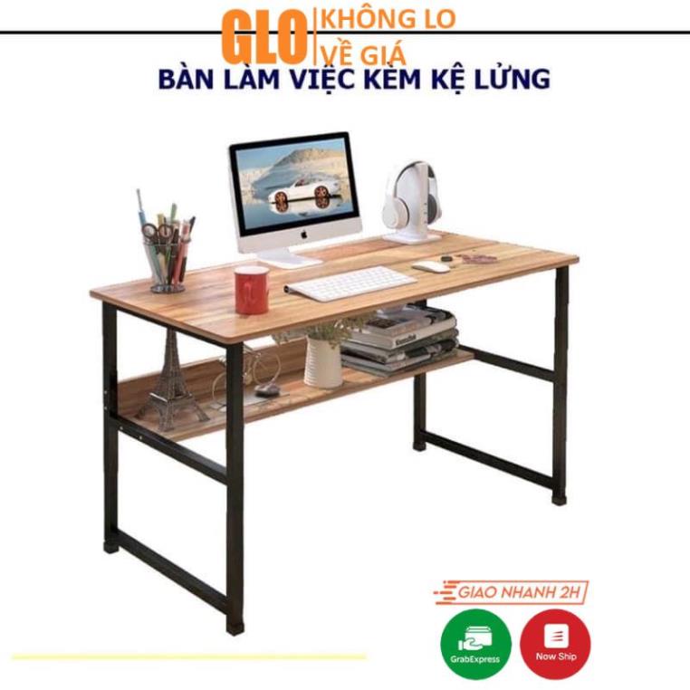 Bàn Học 2 Tầng, Bàn Làm Việc Khung Thép Đen Tĩnh Điện Mặt Gỗ MDF Siêu Bền