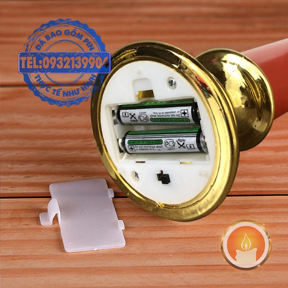 Hộp 2 cây nến điện tử liền đế tim lắc