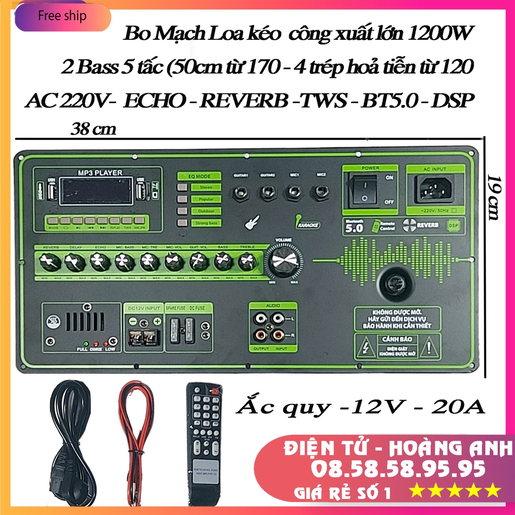 Bo Mạch Loa Kéo Nguồn Xuyến - Đánh 2 Bass 50cm(5 tấc từ 170 - 4 trép hoả tiễn từ 120) - Mạnh Mẽ Echo Reverb EQ