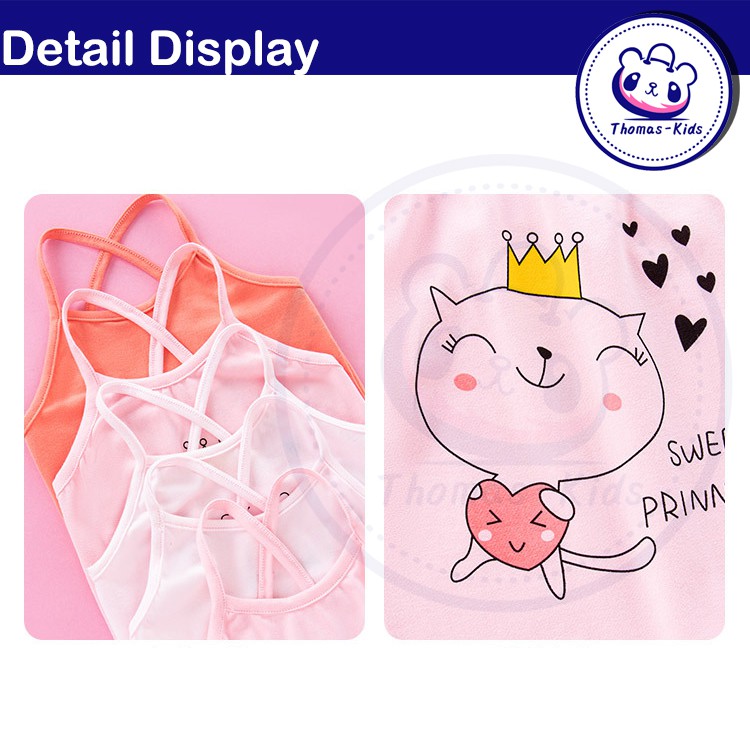 Áo Tank Top Cotton In Họa Tiết Hoạt Hình Thời Trang Cho Bé Gái 3-8 Tuổi