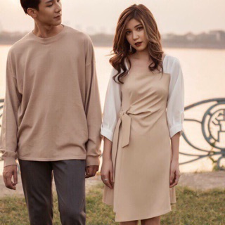 Đầm nude cột eo xinh ( kèm clip + ảnh thật)