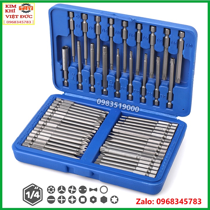 Bộ mũi tô vít đa năng chuôi lục giác 6.35mm 50 chi tiết cho máy khoan