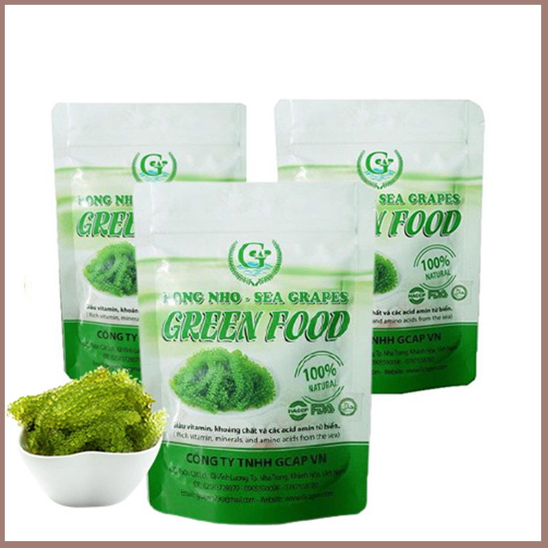 Rong nho 📛 𝑭𝑹𝑬𝑬𝑺𝑯𝑰𝑷 📛 nho biển, giá rong nho thương hiệu Green Food Túi Zipper 100g | BigBuy360 - bigbuy360.vn