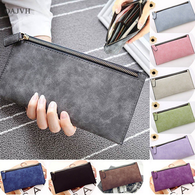 OA Women Purse Wallet Vintage Card Phone Storage Bag Long PU Leather Wallets Zipper Handbag