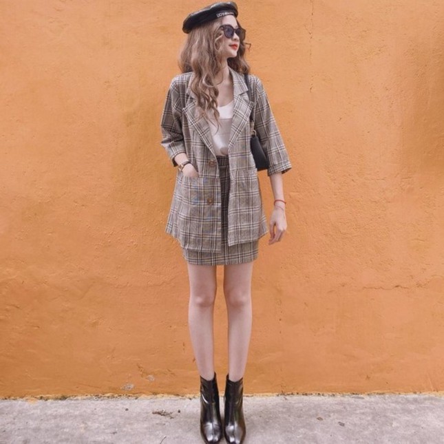 Set vest nữ sọc caro thiết kế sang trọng | BigBuy360 - bigbuy360.vn