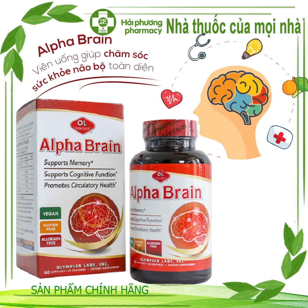 Viên Uống Bổ Não Olympian Labs Alpha Brain Tăng Cường Chức Năng Bộ Não, Hỗ Trợ Tuần Hoàn Não
