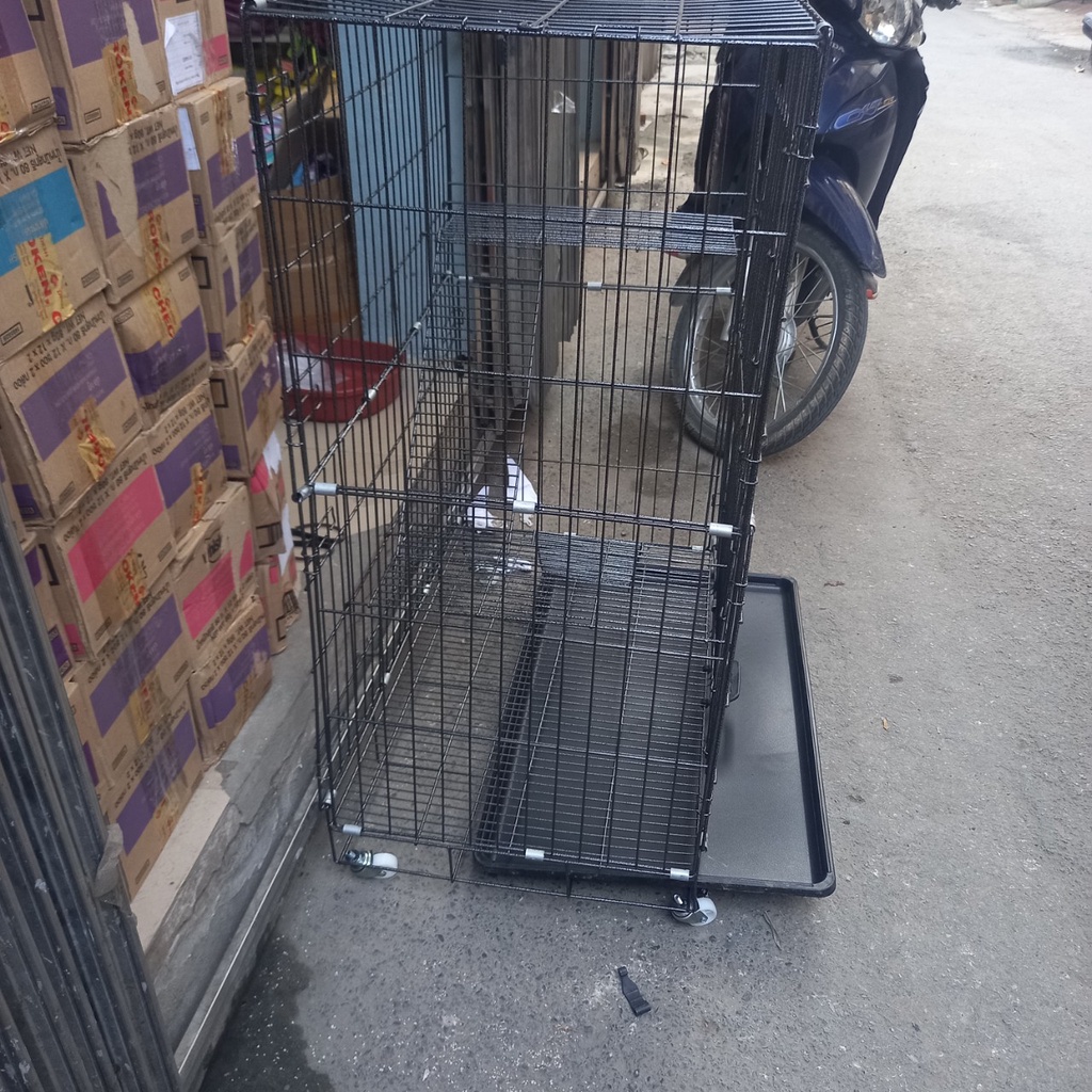 Lồng mèo 2 tầng 40cmx75cmx 120cm, lồng vân đá cao cấp tặng khay vệ sinh