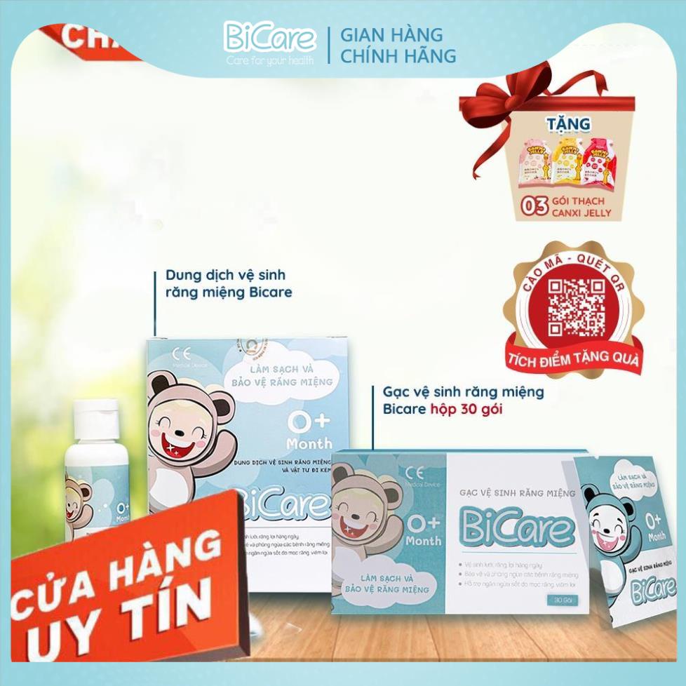 Combo 1 Gạc rơ lưỡi vệ sinh răng miệng Bicare 30 gói và 1 DD vệ sinh răng miệng Bicare [Tặng 20 gạc cao cấp]