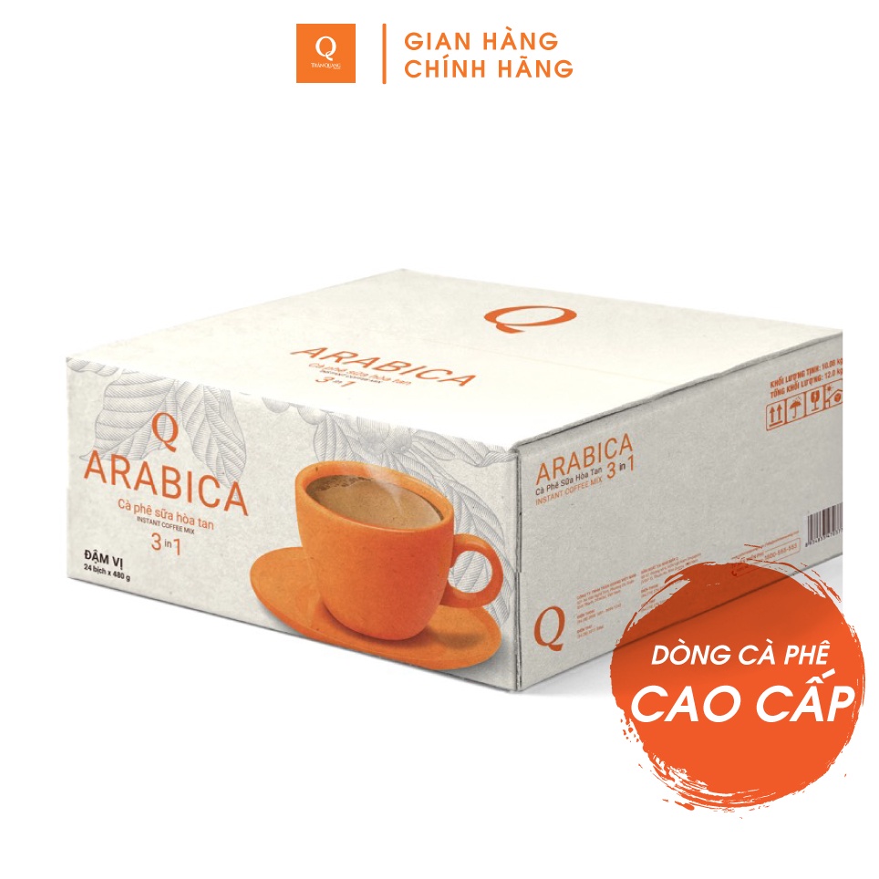 Cà phê Hòa tan 3in1 Arabica cafe sữa uống liền (bịch 24 gói x 20gr) ca phe Trần Quang Coffee