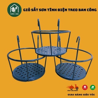 Chậu treo lan can - Chậu sơn tĩnh điện treo hoa ban công cây cảnh - ban công sân vườn