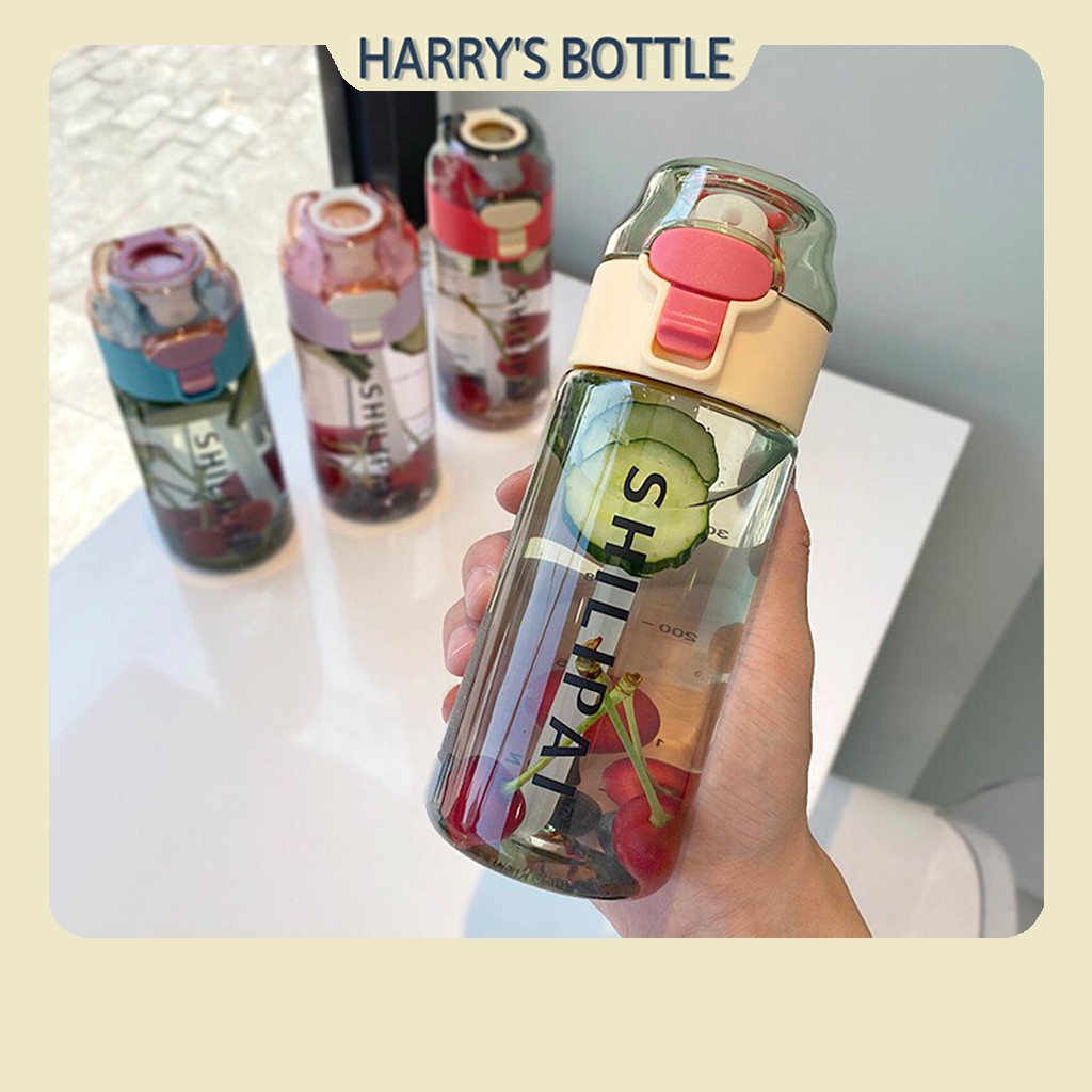 Bình nước nhựa Tritan cao cấp 450ml dùng đi thể thao, tập gym, chạy bộ có ống hút 4 màu unisex Harry's Bottle