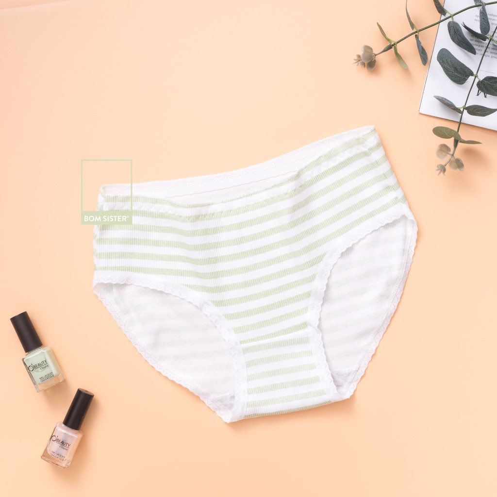 [Mã FAMALLT5 giảm 15% đơn 150k] Quần lót cotton pha viền ren họa tiết dễ thương BOM SISTER Q3011-2 | BigBuy360 - bigbuy360.vn